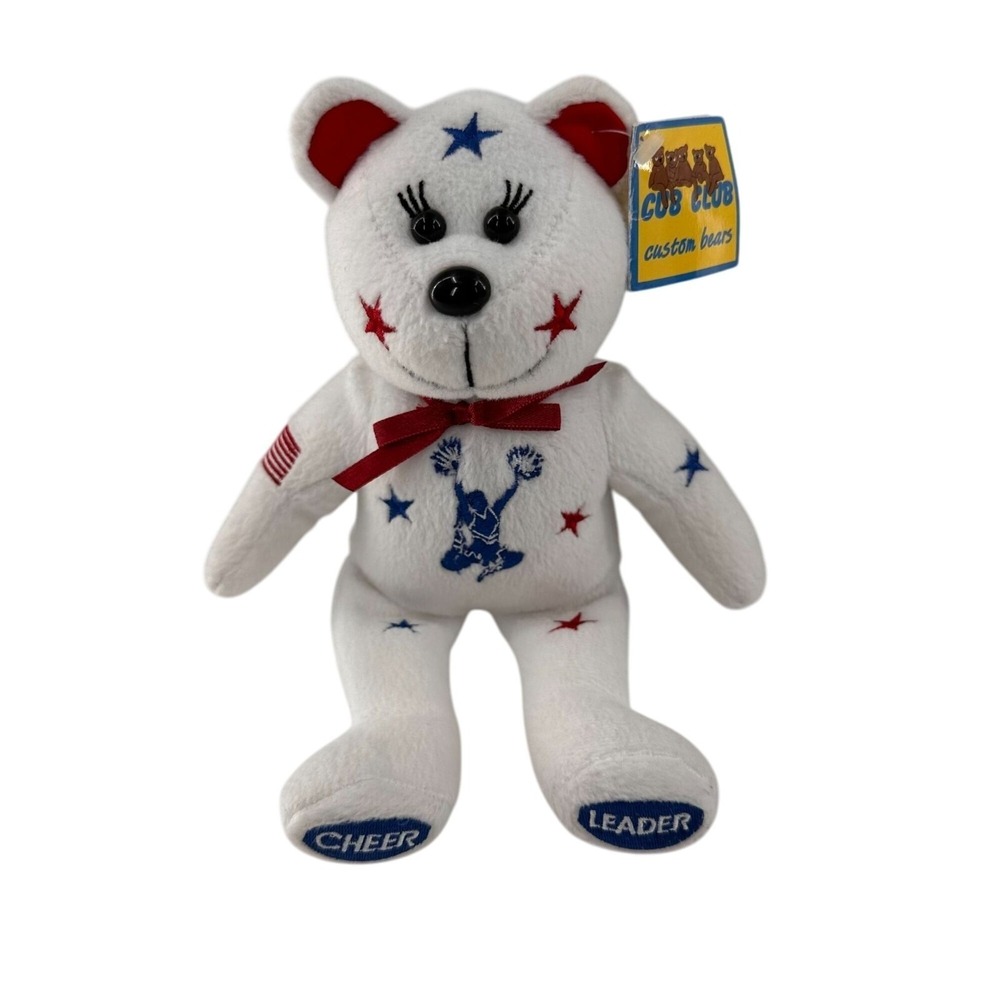 Vtg Cub Club Custom Bears Perky Cheerleader Plush Bear Patriotic Red White a‎